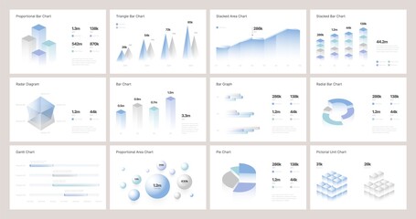 Poster - Infographic charts with isometric elements for business layout, presentation template and finance report. Data visualization with stock diagrams, statistic bars and charts.