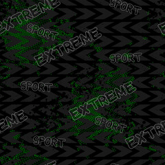 Poster - Abstract seamless pattern for boy. Urban style with geometric elements, text, grunge texture and spray. Extreme modern creative wallpaper