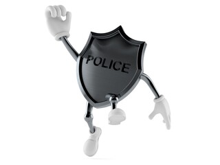 Sticker - Police badge character jumping in joy