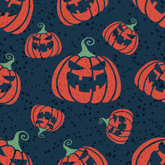 Halloween seamless pattern orange pumpkins. Cute pumpkin vegetable pattern. Vector colorful pumpkin Halloween pattern. Accessory for Halloween background from pumpkin collection.