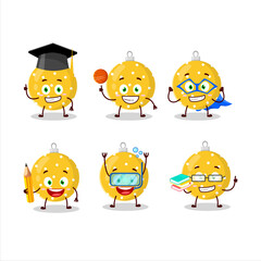 Poster - School student of christmas ball yellow cartoon character with various expressions