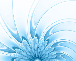 Wall Mural - Abstract fractal blue pattern on white background