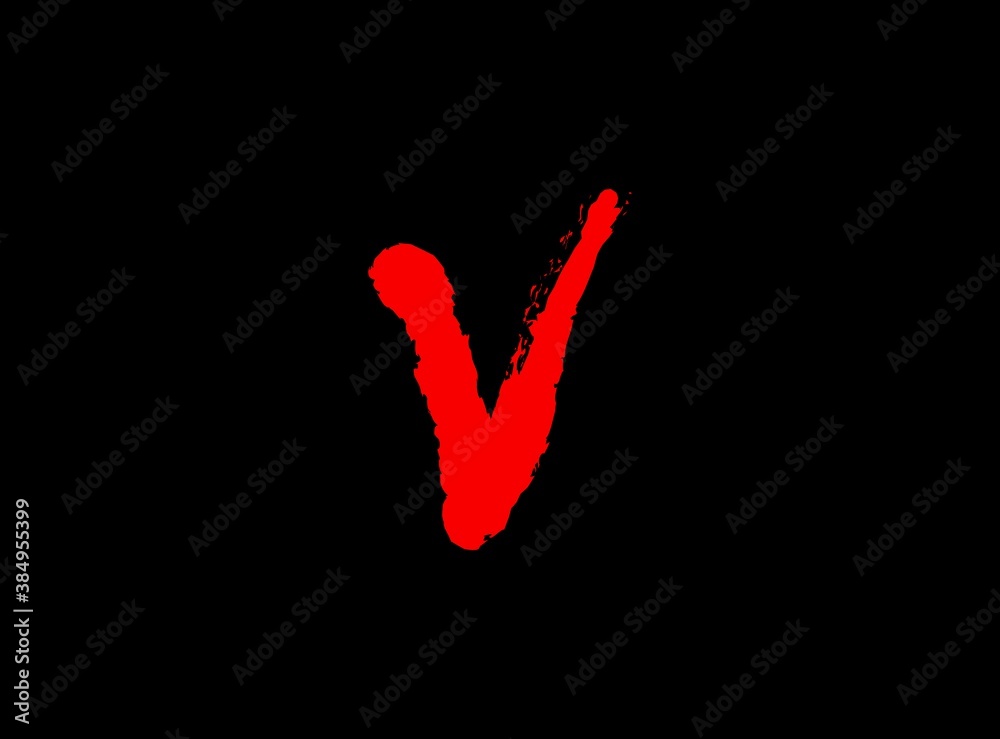 V Horror bloody, scary vector letter. Insane Fear brutal, scream font ...