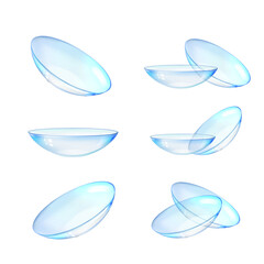 Set transparent contact lenses with reflections.