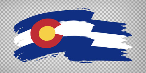 Wall Mural - Flag of Colorado from brush strokes. United States of America.  Flag Colorado on transparent background for your web site design, app, UI. Stock vector. Vector illustration EPS10.