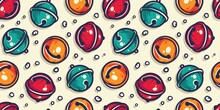 Colored Seamless Pattern Wallpaper With Decorative Christmas Bells For The New Year Holiday. Winter Illustration For December Party Design