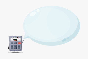 Wall Mural - Cute calculator mascot with bubble speech