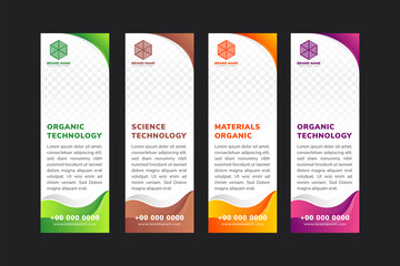 Poster - Set of Roll up banner design template, vertical or protrait layout,  abstract liquid style element, white background with space for photo, modern x-banner, long rectangle size