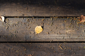 The texture of old wood planks, weathered and faded in the sun.