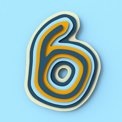 Poster - Colorful paper layers font Number 6 SIX 3D