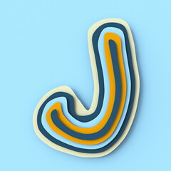 Poster - Colorful paper layers font Letter J 3D