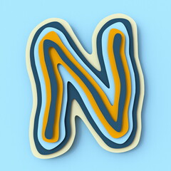 Poster - Colorful paper layers font Letter N 3D