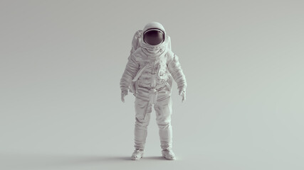 Wall Mural - white astronaut with black visor front view 3d illustration