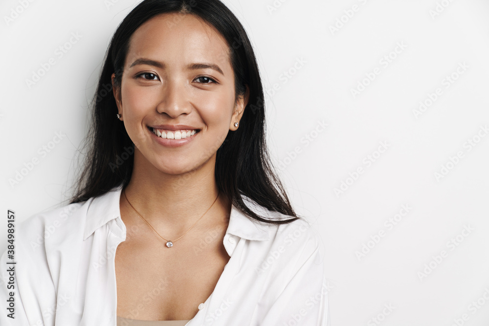 Beautiful happy asian woman smiling and looking at camera Stock Photo ...