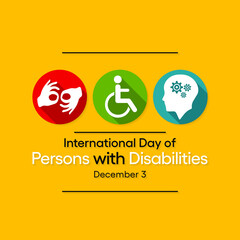 Wall Mural - Vector illustration on the theme of International day of persons with disabilities observed each year on December 3rd across the globe.