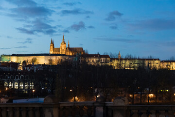 Vltava River and Prague Castle upon a hill