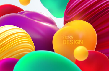 Poster - Colorful flowing bubbles. Vector 3d illustration