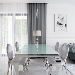 Wall Mural - Glamour style dining table with chairs