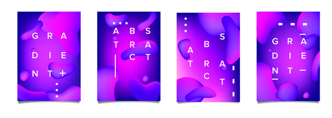 Aufkleber - Abstract geometric shapes with neon gradient like in lava lamp. Futuristic cover with liquid organic smooth blobs.