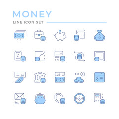 Wall Mural - Set color line icons of money