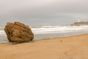 Wall Mural - Biarritz in France, panorama of the beach, the « grande plage »
