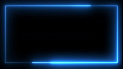 Aufkleber - Abstract glowing blue neon light rectangular frame on dark night background