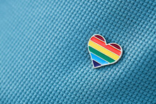 Heart Shaped Icon, Color LGBT Community Pinned On Clothes