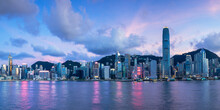 Skyline Of Hong Kong Island At Sunset, Hong Kong, China
