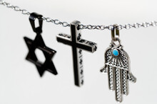Religious Symbols Of Christianity, Islam And Judaism, The Three Monotheistic Religions, Interfaith Dialogue, France