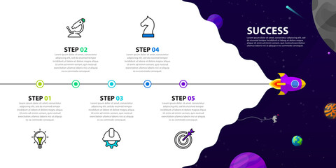 Infographic design template. Timeline concept with 5 steps