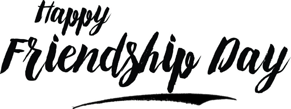 Happy Friendship Day Bold Calligraphy Black Color Text On White Background
