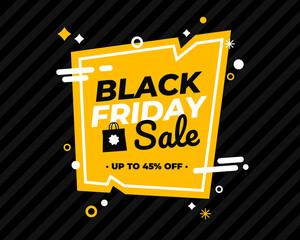 Wall Mural - Black friday sale background concept in flat design. 45% OFF editable design