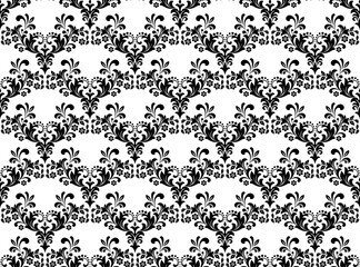 Wallpaper in the style of Baroque. Seamless vector background. White and black floral ornament. Graphic pattern for fabric, wallpaper, packaging. Ornate Damask flower ornament