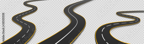 Fotografía Road, winding highway isolated two lane pathway
