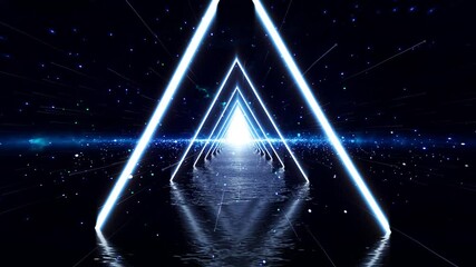 triangle neon loop. this clip is a neon go through nebula and camera fly to light in a seamless loop