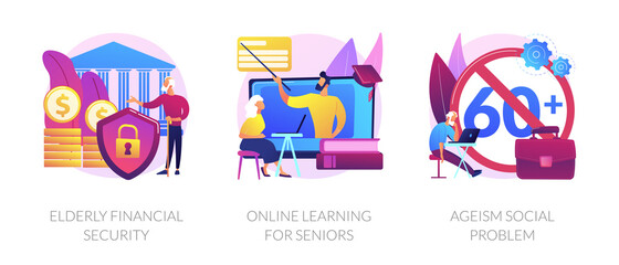 Poster - education for old people metaphors. elderly financial security, online learning for seniors, ageism 