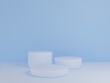 © Tilra - Scene with podium for mock up presentation in blue color and minimalism style with copy space, 3d render abstract background