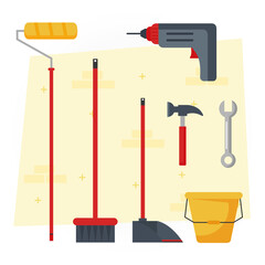 Canvas Print - construction tools icon set design of remodeling working and repairing theme Vector illustration