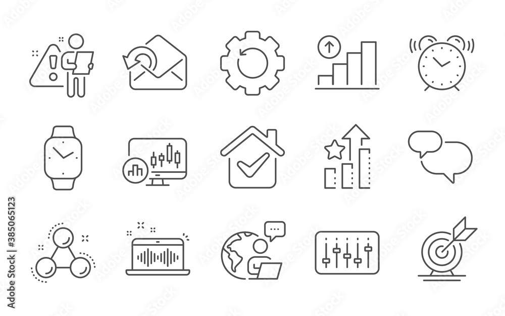 Music Making Candlestick Chart And Chemistry Molecule Line Icons Set Music making candlestick chart and chemistry molecule line icons set