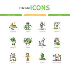 Sticker - Ancient Egypt - modern line design style icons set