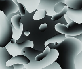 Aufkleber - Abstract geometric shapes like in lava lamp. Futuristic cover with liquid organic smooth blobs.