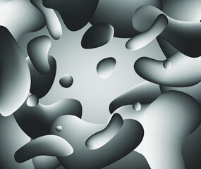Aufkleber - Abstract geometric shapes like in lava lamp. Futuristic cover with liquid organic smooth blobs.