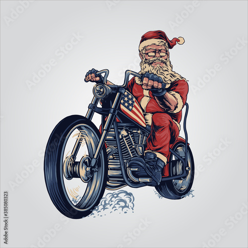 bikers Santa Claus merry Christmas cooper riding motorcycle tour American flag