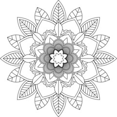 Easy Mandala coloring book simple and basic for beginners, seniors and children. Set of Mehndi flower pattern for Henna drawing and tattoo. Decoration in ethnic oriental, Indian style.