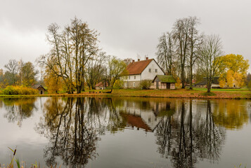 Wall Mural - Rural Latvia. Beautiful autumn landscape in Gauja national Park, Sigulda, Latvia