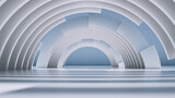 Fototapeta Przestrzenne - 3d render, abstract minimal background with white round arches.