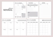 Set of minimalistic planners 2021 with pink floral cover.  Monthly, weekly,daily planner template. Business and time management. Paper sheet. Vector illustration.