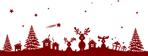 Sticker - CHRISTMAS DEERS winter drawing silhouette vector