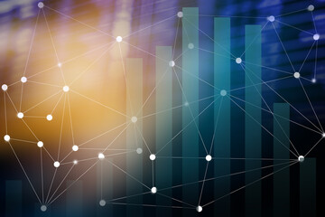 Business trading graph and network connection background