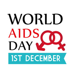 Canvas Print - World aids day with female and male gender design, first december and awareness theme Vector illustration